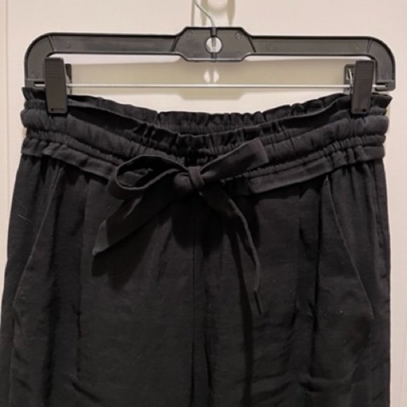 ZARA High-Waisted Paper Bag Pants, Black, Small - Picture 2 of 9